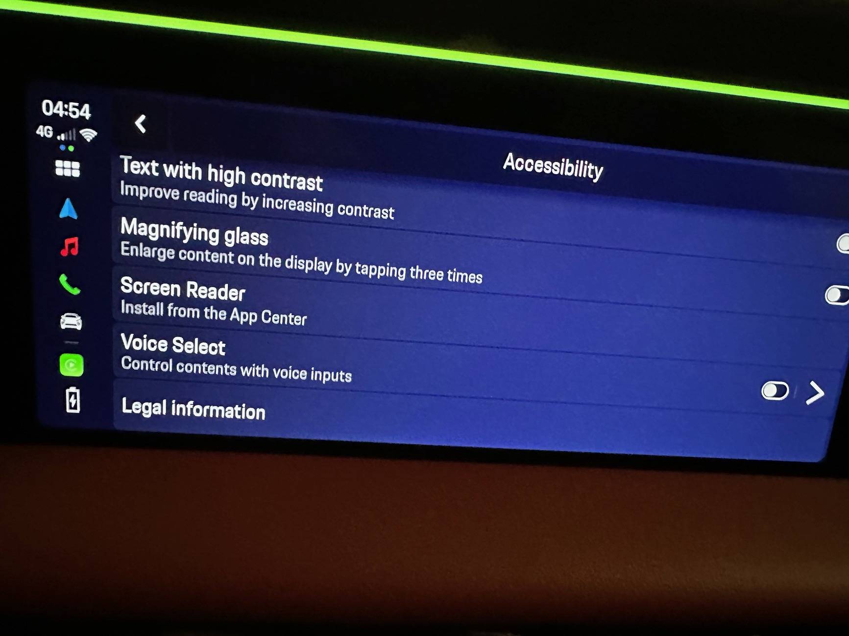 Electric Macan EV Voice Select app Accessibility Menu