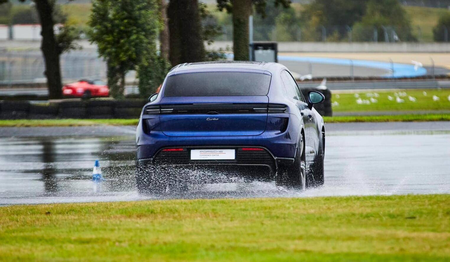 Electric Macan EV GENTIAN BLUE Macan EV Photos Gentian Blue Macan Turbo EV on track 1