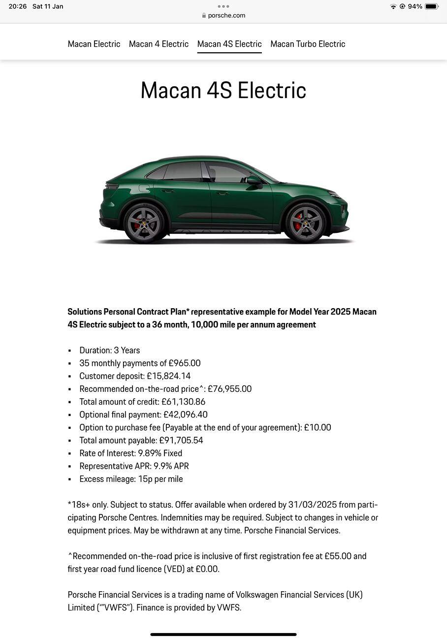 Electric Macan EV Macan EV Prices Falling  - Depreciation IMG_1019