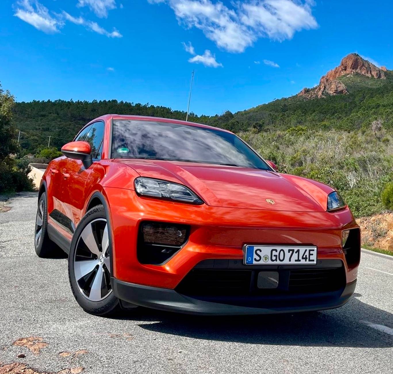 Electric Macan EV Stealth satin PPF film wrap on Papaya Orange Macan EV looks amazing! IMG_1104