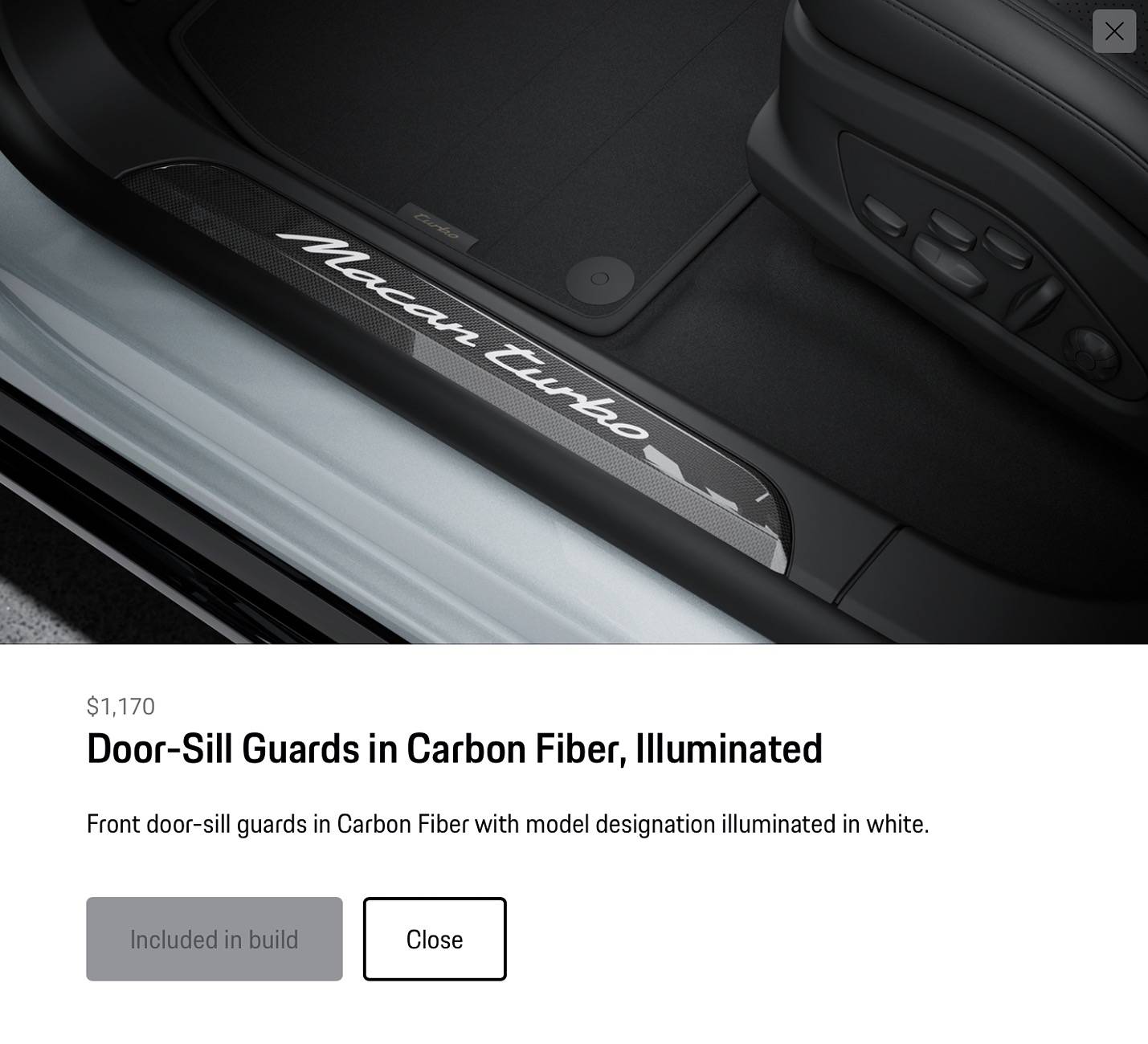 Electric Macan EV Does ordering “Door-Sill Guards in Carbon Fiber, Illuminated” come with rear ones in CF too? IMG_2346