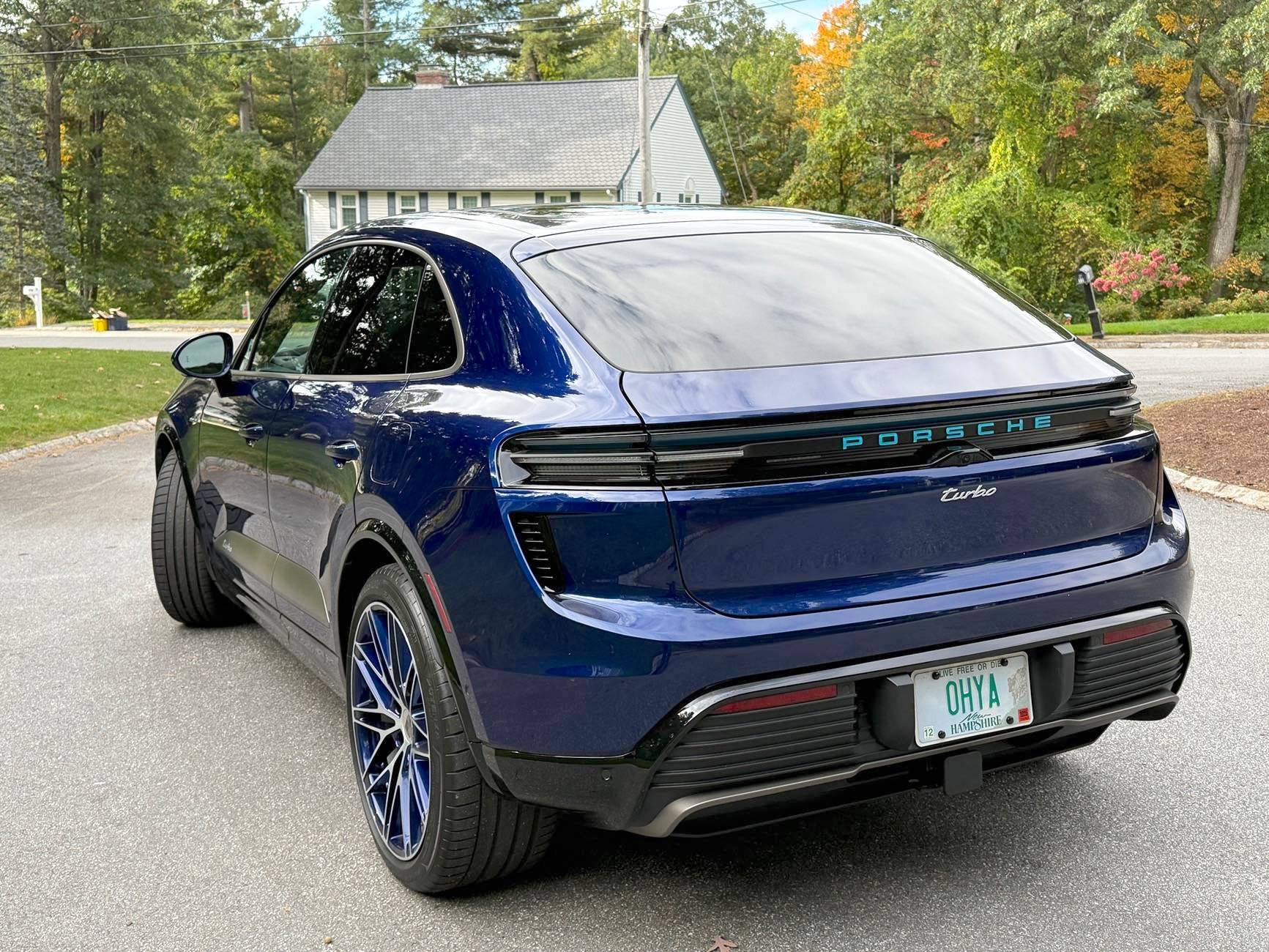 Electric Macan EV Beautiful new Gentian Blue / Bordeaux Red Macan Turbo EV Delivered Monday (NH) IMG_5487