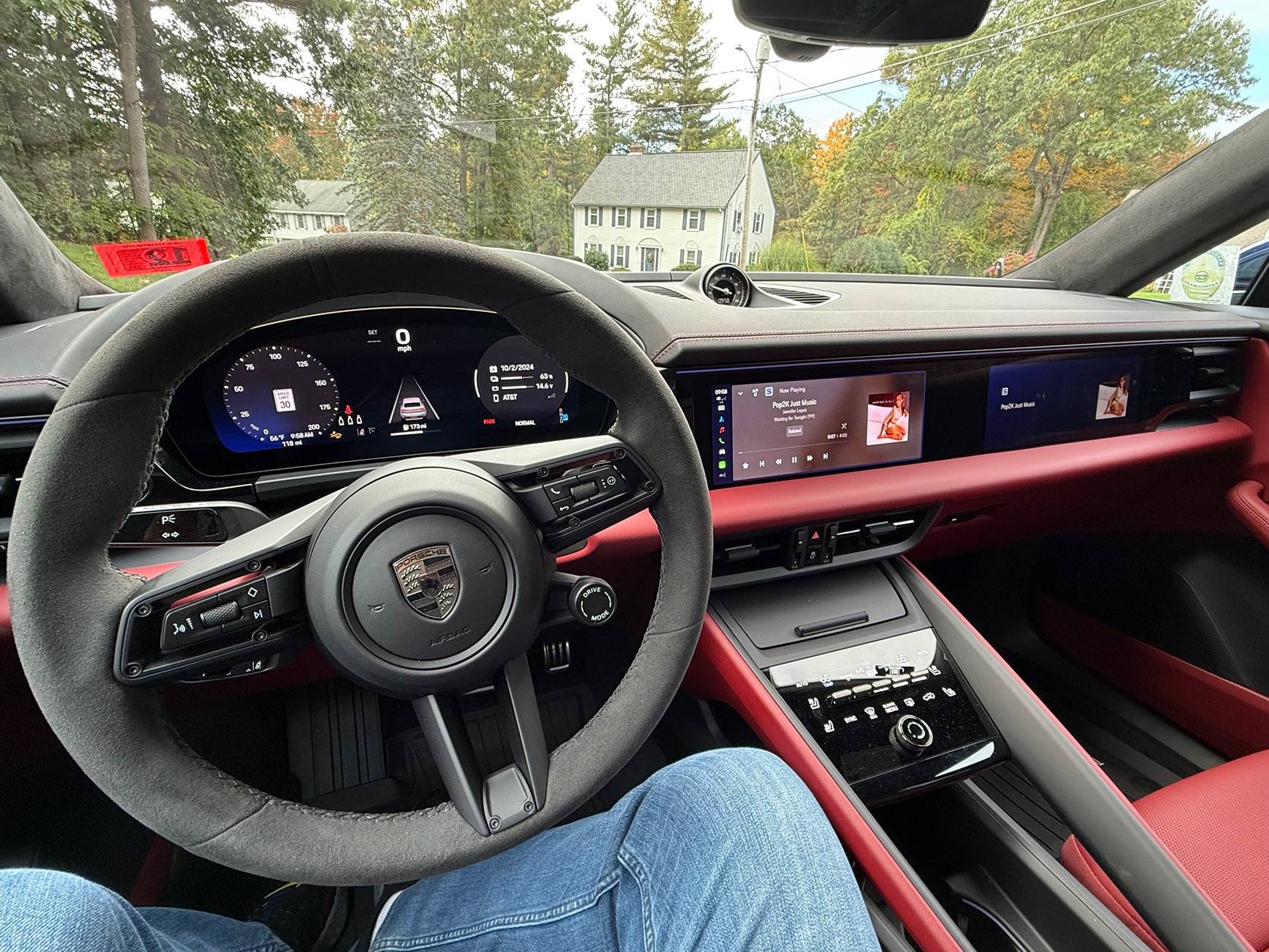 Electric Macan EV Beautiful new Gentian Blue / Bordeaux Red Macan Turbo EV Delivered Monday (NH) IMG_5490