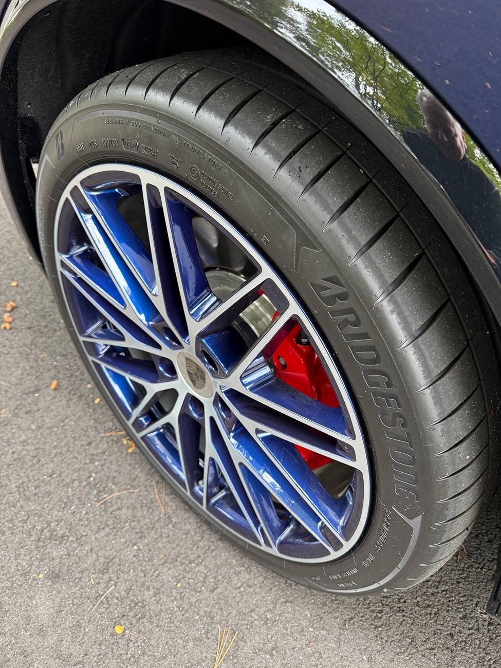 Electric Macan EV Beautiful new Gentian Blue / Bordeaux Red Macan Turbo EV Delivered Monday (NH) IMG_5491