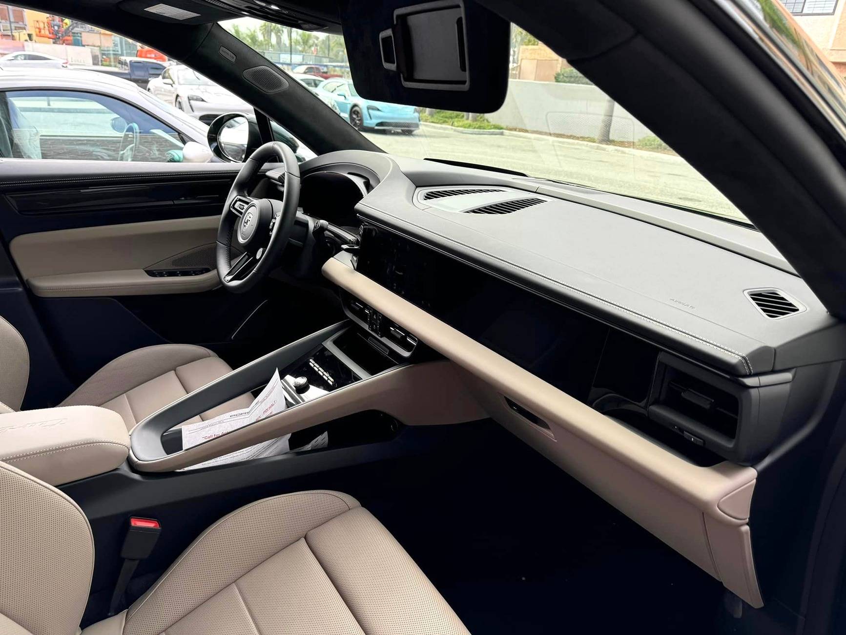 Macan EV OAK GREEN Macan EV Photos Thread limestone beige interior 2024 macan turbo ev electric