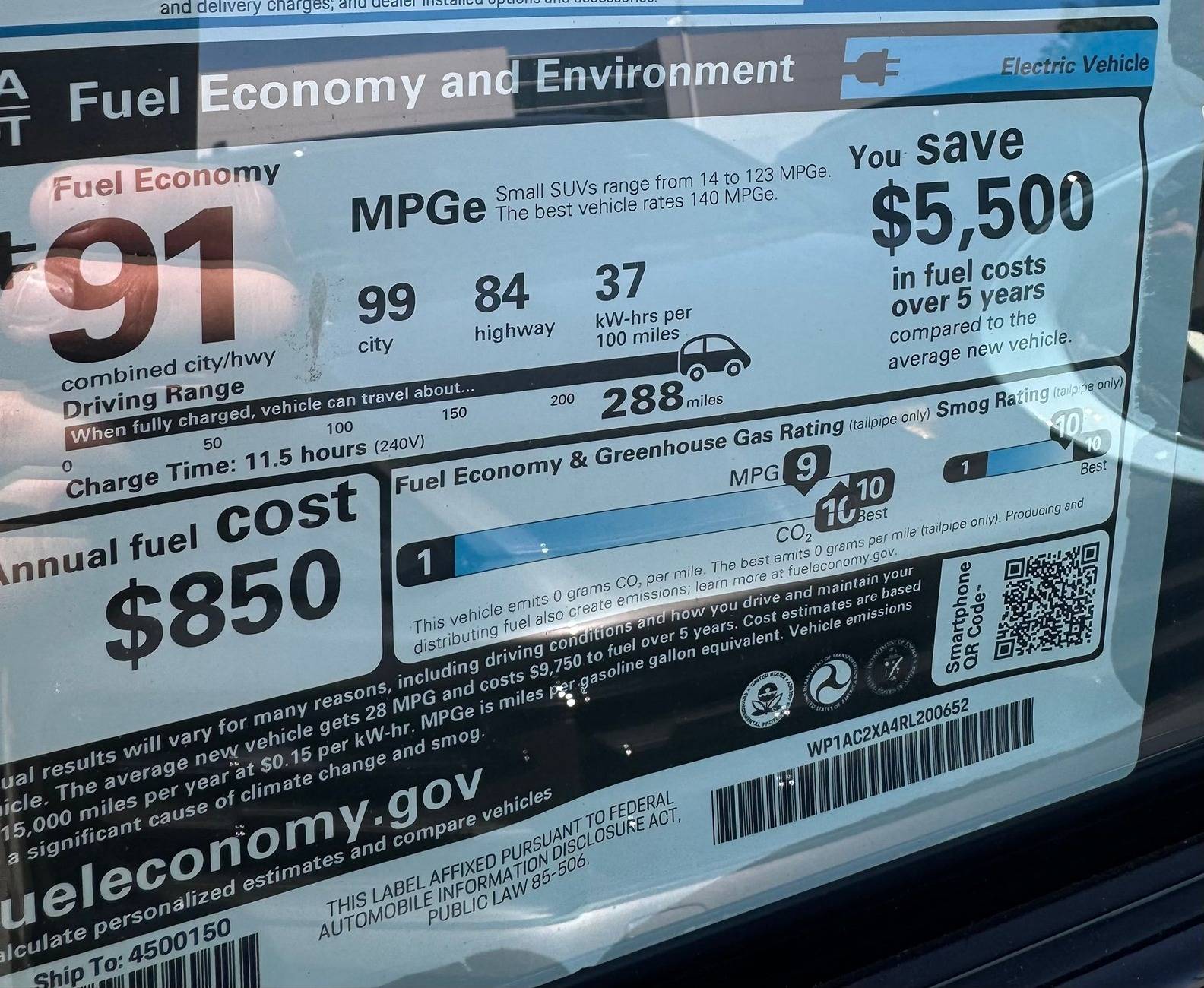 Macan EV Official EPA range: 2024 Macan EV 4 (308 miles) and Macan EV Turbo (288 miles) + MPGe figures via Monroney Window Stickers! macan turbo ev window sticker