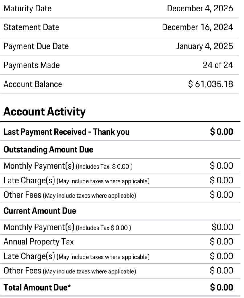 Electric Macan EV One-pay lease and account balance? SOLVED! Open Statements