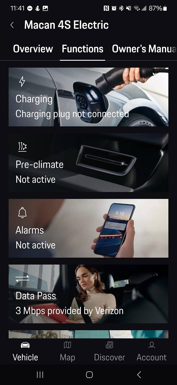 Electric Macan EV Cannot access charging or pre-climate in app - all other app features work? Screenshot_20250107_234123