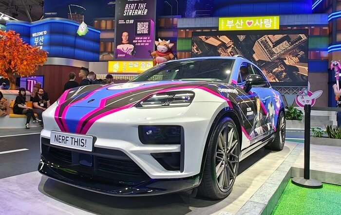 Wrapped Macan Electric EV for Overwatch 2 Promotion at Gamescon 2024