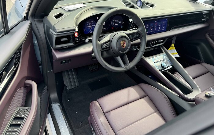 Dolomite Silver with Bramble (Blackberry) leather interior Macan 4 EV delivered