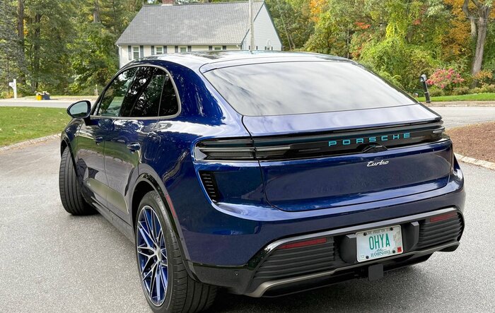 Beautiful new Gentian Blue / Bordeaux Red Macan Turbo EV Delivered Monday (NH)