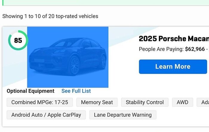 Macan EV # 1 Reliability Per J.D. Power